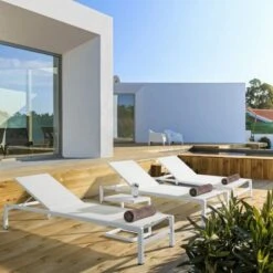 Bain De Soleil à Roulettes KONNOR Blanc -Promos Maison & Terrasse Boutique bain de soleil a roulettes konnor blanc 3