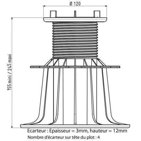 Plot Autonivelant 155-245mm Jouplast - Terrasse Dalle Ou Caillebotis 4 Plot Autonivelant 155-245mm Jouplast - Terrasse Dalle Ou Caillebotis – Image 2